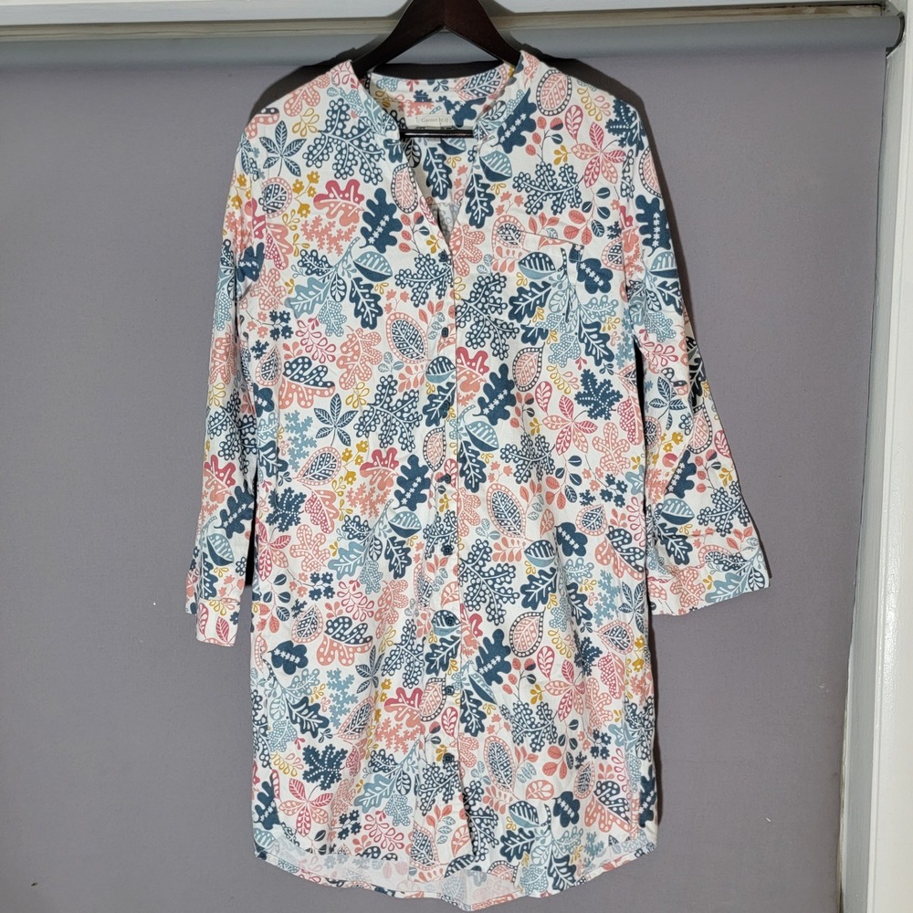 Garnet Hill Organic Pima Cotton Flannel Sleepshirt Nightshirt Size M 46555